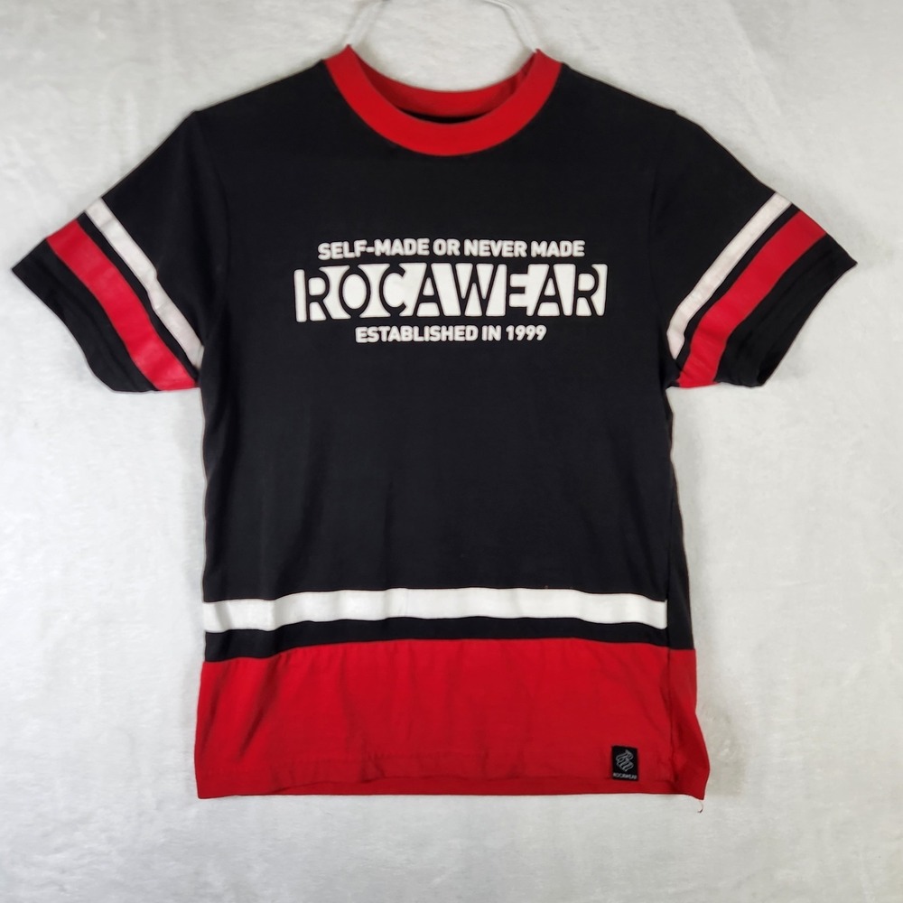 Rocawear Kids T Shirt Sz 10/12 Black Red White Graphic Logo‎ Streetwear Y2K